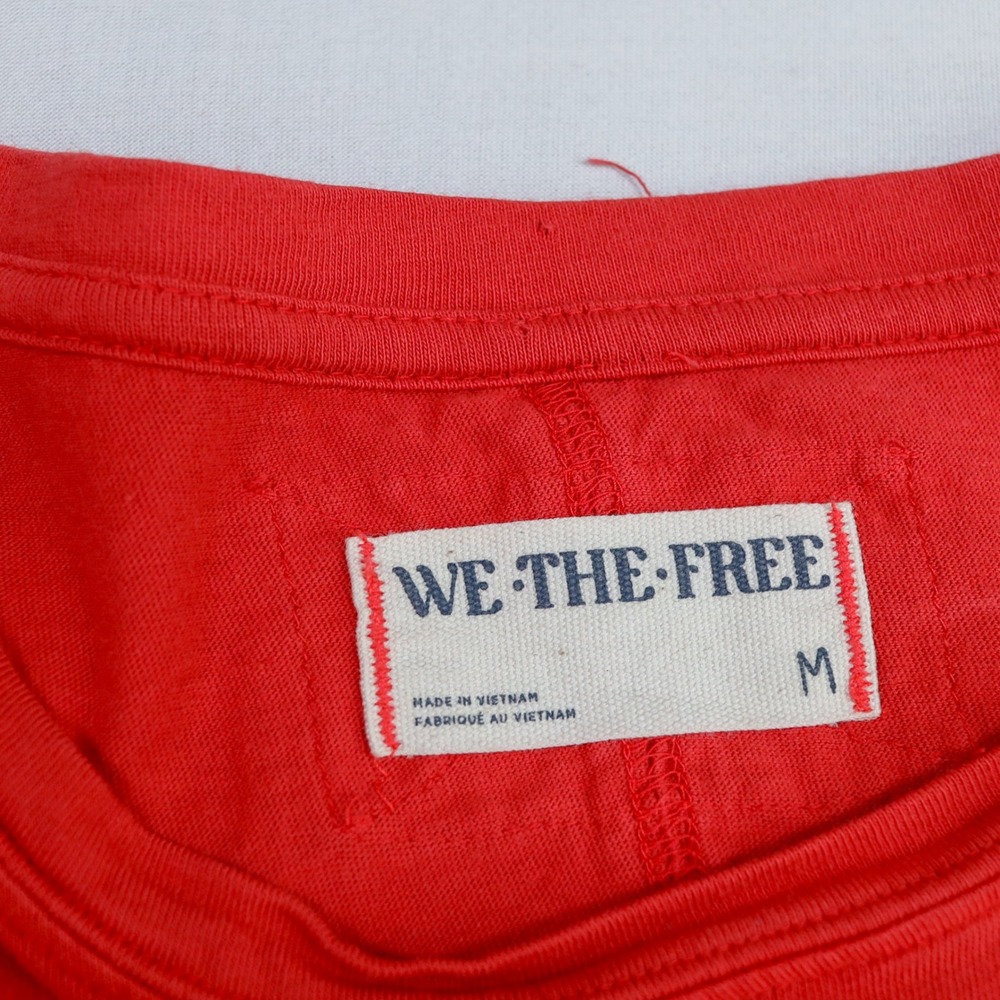 We The Free Long Sleeve T-Shirt Womens Medium Red Oversized Raw Hem Cotton Tee - Picture 3 of 13